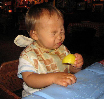 funny baby eat lemonimage